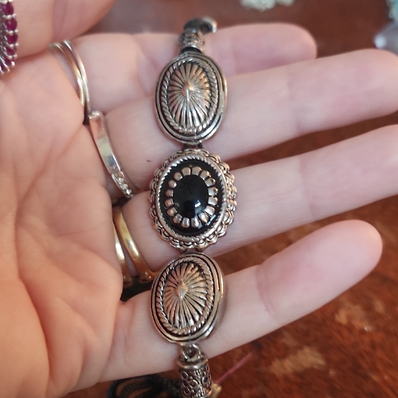 Silvertone And Black Bracelets - Picture 7 of 7